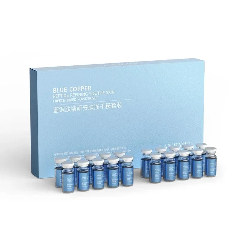 Blue Copper Peptide Freeze-Dried Powder Set Oligopeptide Anti Wrinkle Essence Shrink Pores Acne Treatment Skincare Serum 20pcs