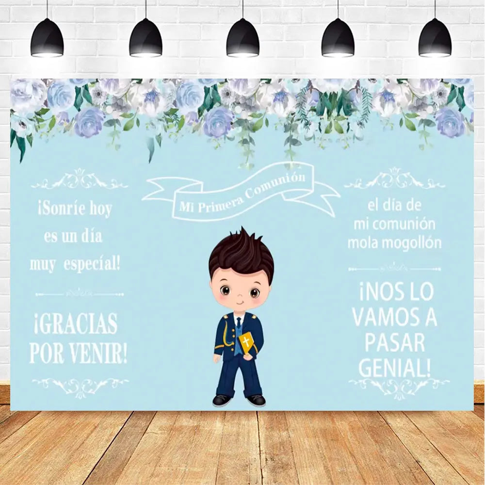 My First Communion Theme God Bless Boy Girls Party Decoration Supplie Grail God Bless Baptism Christening Baby Shower Background