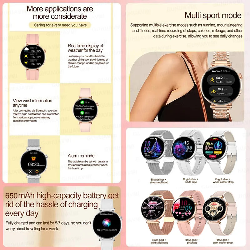 NEW 1.32inch Women Smartwatch AMOLED Screen ECG Sport Watch Blood Pressure Micro physical examination AI dial Health Smart Watch
