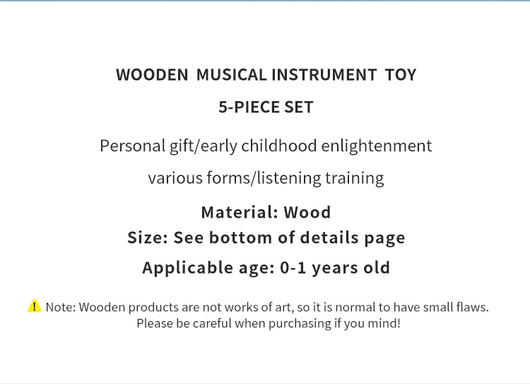 I YAN 5-piece baby musical instrument set with sensory rattles and percussion toys for early learning and developmental play.