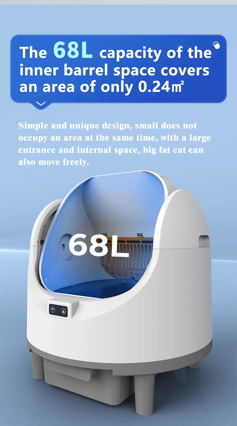 BOOTEELY Fully Automatic Cat Litter Box Oversized Anti-spatter Open Anti-odor Intelligent Electric Cleaning Cat Toilet