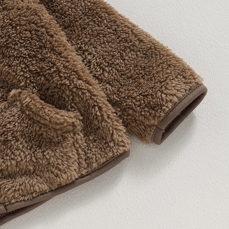 0-24months Unisex Baby Fuzzy Coat 3d Bear Hooded Jacket For Infant Girl And Boy Zipper  Spring Autumn Closure Fleece Outerwear