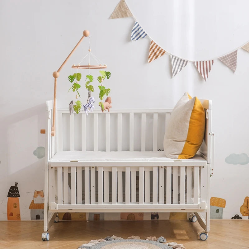 Baby Crib Mobile with Cartoon Felt Forest Animals – Wooden Bed Bell 0-12M - I YAN