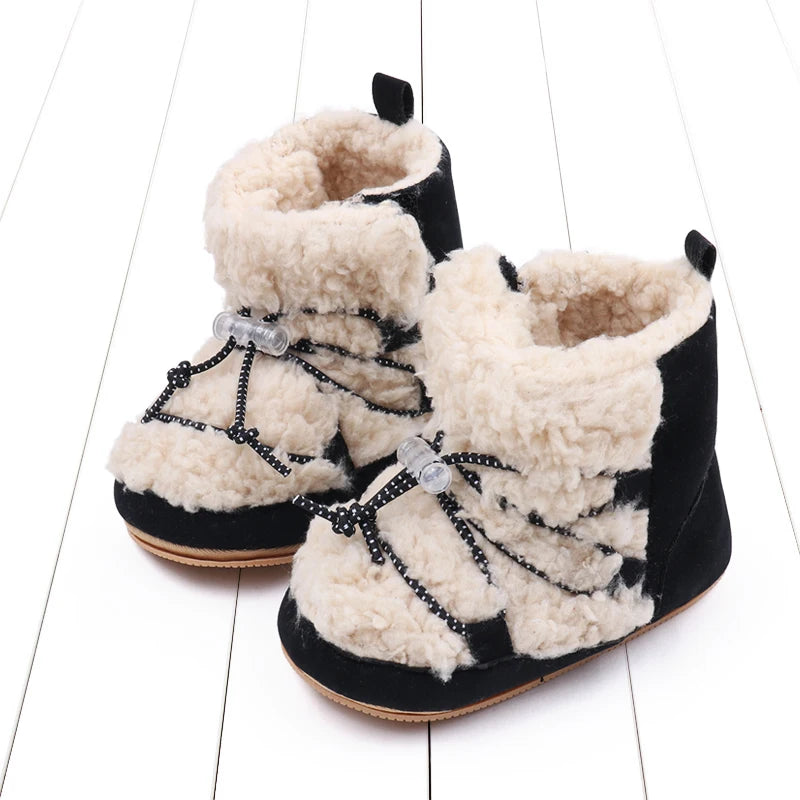 Winter Cute Baby Girls Boys Snow Booties Fashion Design High Quality Non-slip Casual Shoes Coral Velvet Prewalker Shoes BMB3119