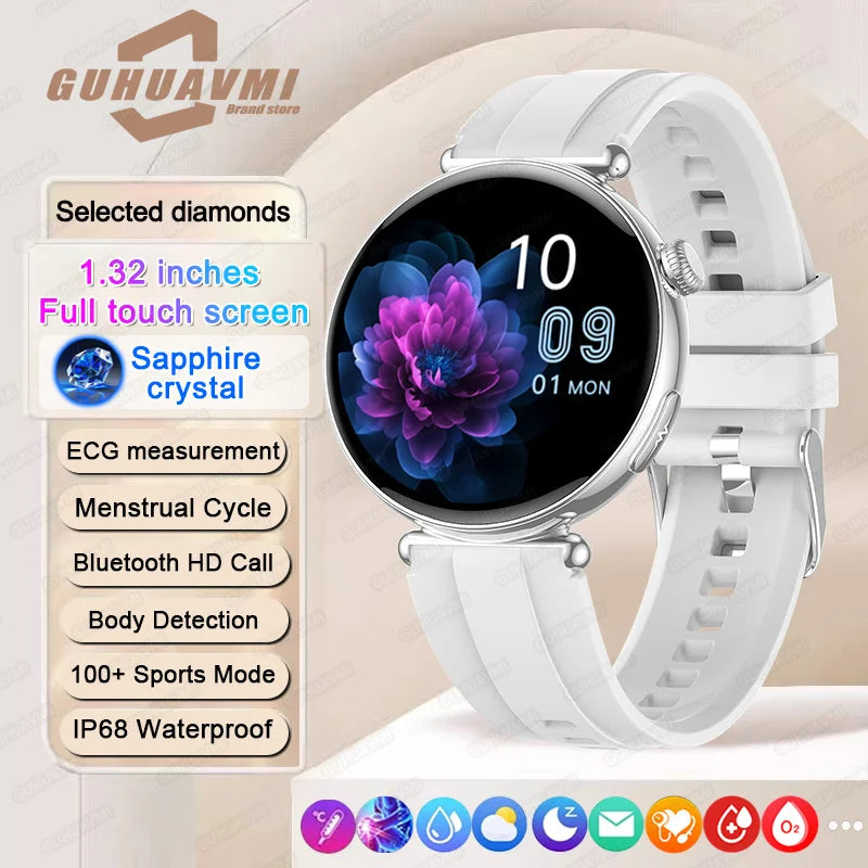 NEW 1.32inch Women Smartwatch AMOLED Screen ECG Sport Watch Blood Pressure Micro physical examination AI dial Health Smart Watch