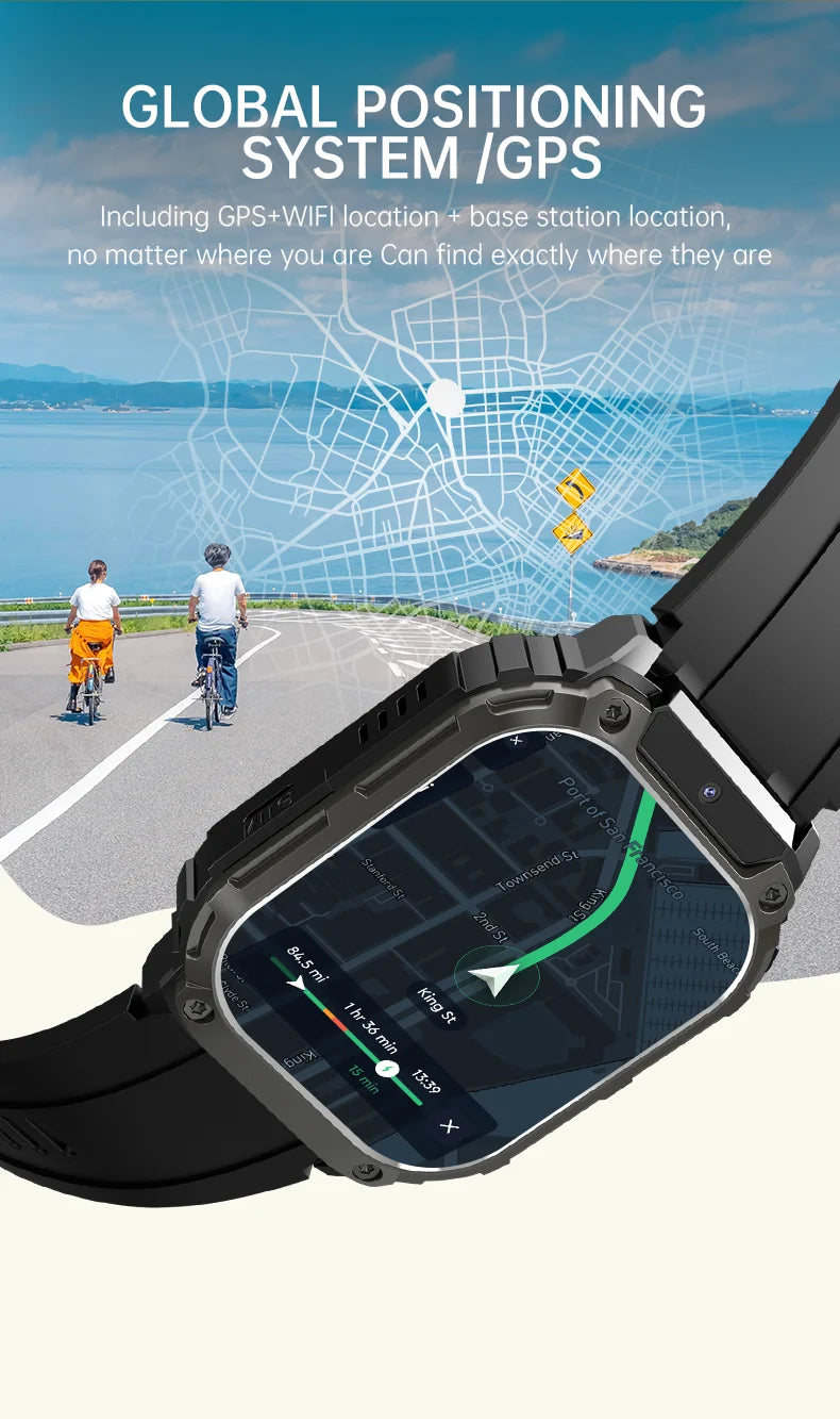 Smart Watch Android 4G SIM Card 1.96inch HD Screen with GPS WIFI Front Camera Video Call Sport Ourdoor for Men Women Kids