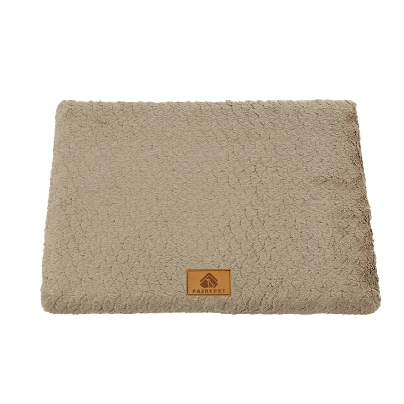 I YAN 3D Foam Orthopedic Dog Bed with washable faux fur cover, waterproof, anti-slip, available in M to XXL sizes, cozy pet bedding.