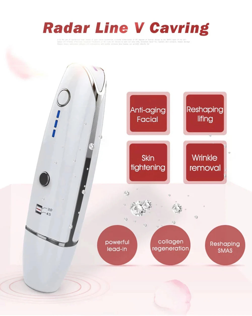 Mini Hifu Ultrasonic RF Facial Massager Lifting Wrinkle Removal Line V-Shape Anti-Aging Skin Tightening Face Care Beauty Device