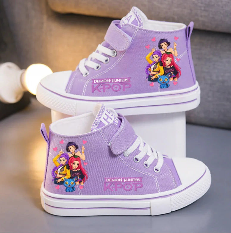 Kpop Demon Hunters Children's Canvas Shoes Fashion Student Shoes Boys Girls Outdoor Sport Shoes Sneakers Print Kids Casual Shoes