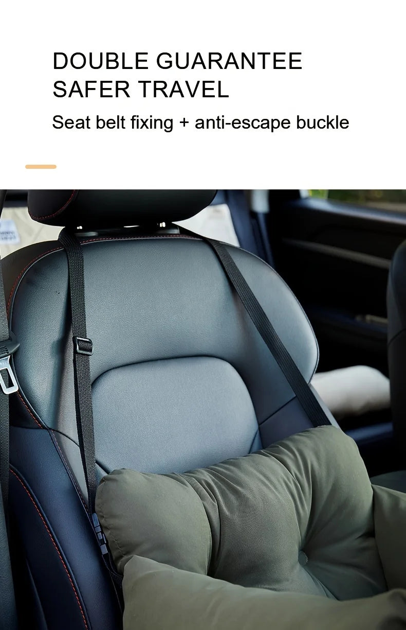 Dog car seat with safety belt for small dogs, non-slip travel carrier by I YAN, secure and comfortable for car journeys.