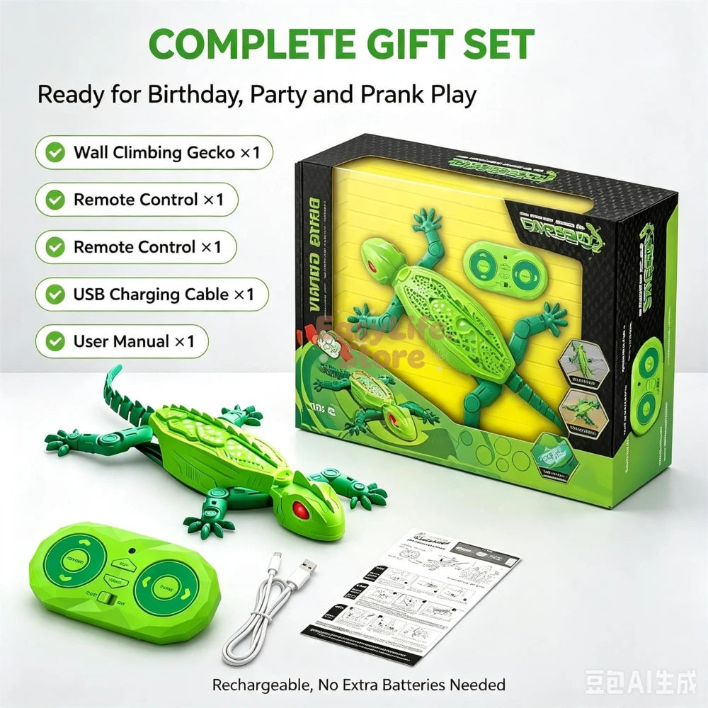 Wall-Climbing Gecko Cat Toy - Remote Control Lizard for Interactive Play