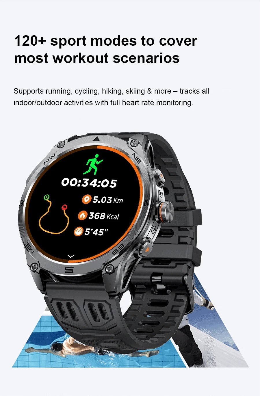 2025 NEW T-REX3 Built-in Dual-band GPS Sports Smart Watches 1000 mAh Battery Compass Outdoor RIDE Run 10ATM Waterproof Bracelet