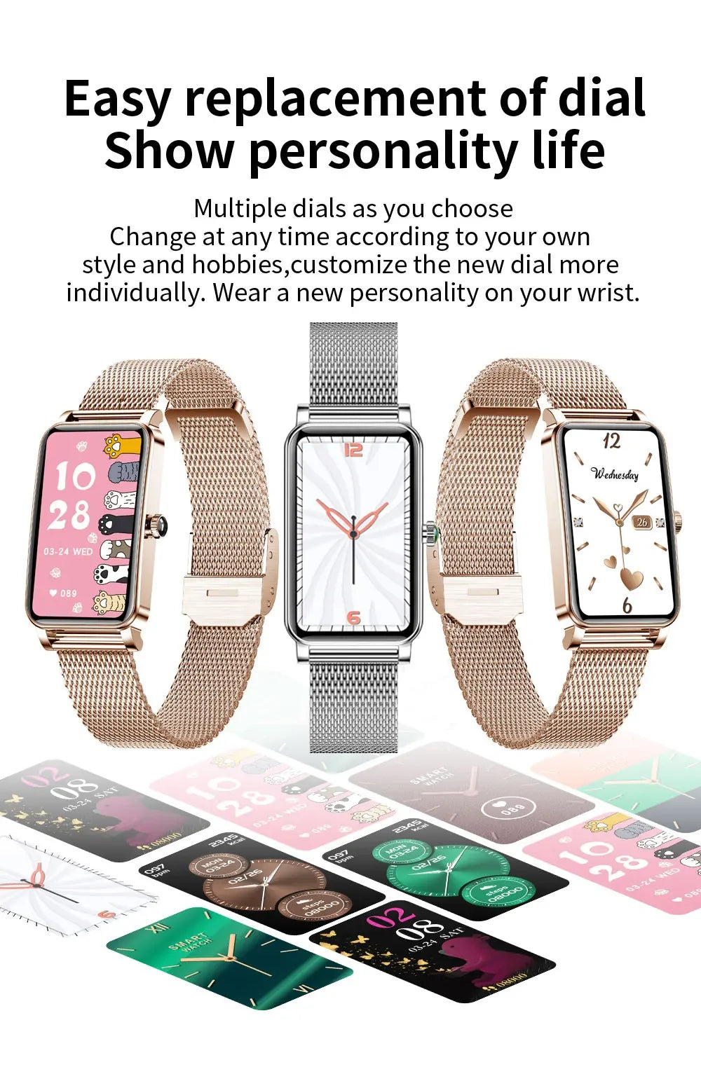Women's Luxury Smartwatches Connect Phone Interactive Music Full Touch Smart Watches Weather Reminder Custom Wallpaper Smartband