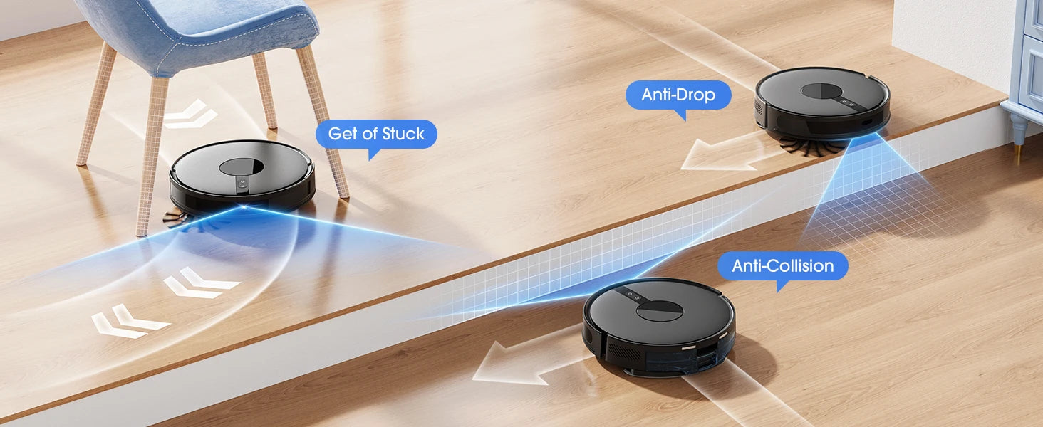 Lubluelu B40 Robot Vacuum and Mop Cleaner, 6000Pa Strong Suction, 180 Mins Long Runtime, APP Control Smart Mapping, 34 No-Go Zon