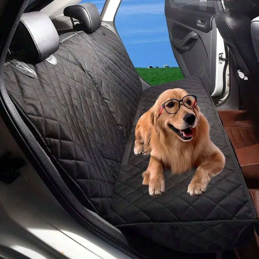 I YAN waterproof dog car seat cover on vehicle bench, soft, scratch-proof, nonslip, durable pet back seat protector for cars.