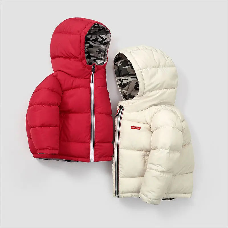 Winter Thick Warm Down Coat For Boys Jackets Can Be Worn On Both Sides Toddler Hooded Outerwear Infant Children Clothes