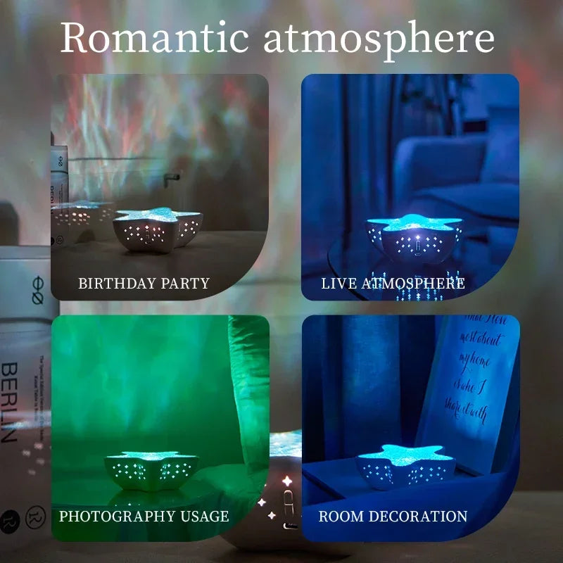 Starfish LED Table Lamp Aurora Projector Lamp Starry Sky Northern Light Bedside Lamps Bedroom Decoration Atmosphere Night Light