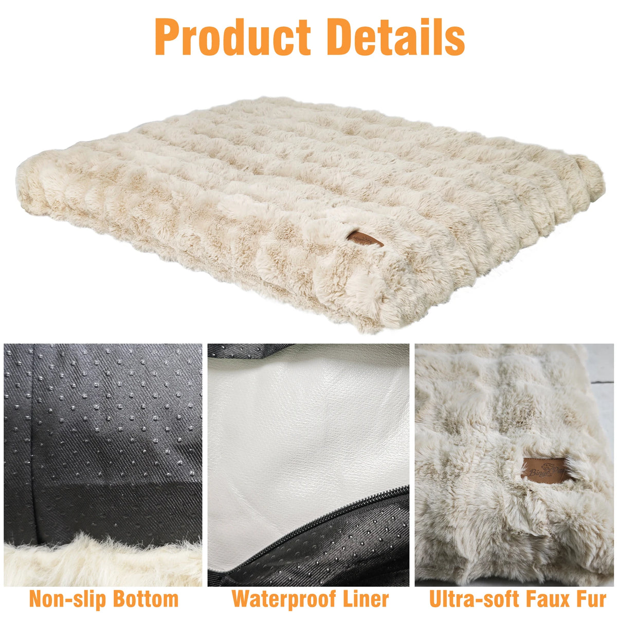 Large I YAN Ultra Plush Dog Bed with soft washable cushion, perfect for crates and puppies, providing cozy comfort.