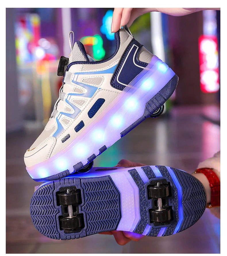 Roller Skate Shoes Kids Sneakers With 4 Wheels LED Light Luminous Children Glowing Fashion Outdoor Sports Shoes Girls Boys Gifts