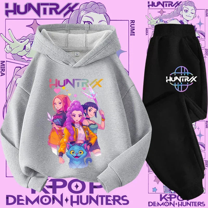 K-Pop Devil Hunter Kids Tracksuit Set – Soft Breathable Hoodie & Pants Girls & Boys Ages 4-13 - I YAN