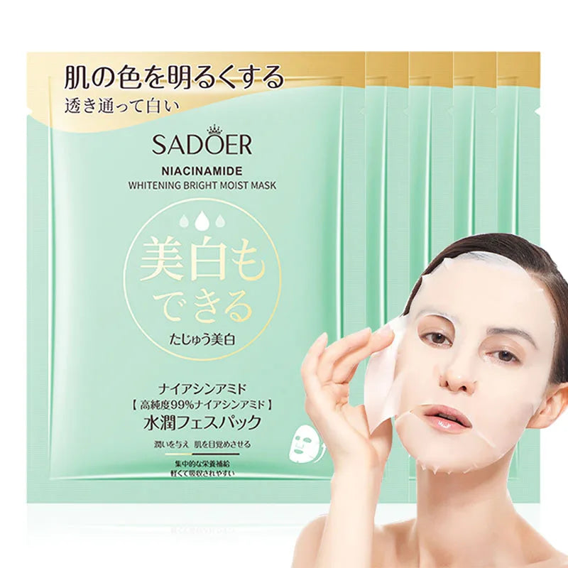 5/10pcs SADOER Nicotinamide Facial Masks for Face Moisturizing Brightening Firming Hydrating Face Mask Anti Wrinkle Skin Care