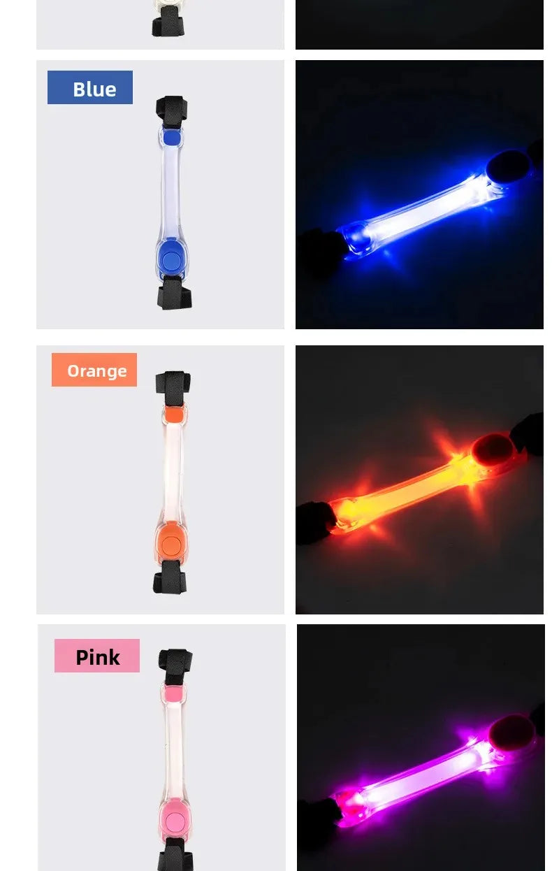I YAN water-resistant dog safety collar with multi-color pendants and LED light strip for night visibility and outdoor walks