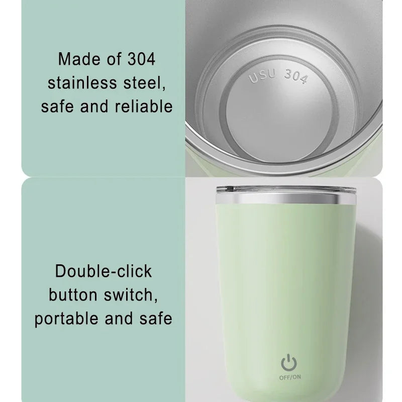 Automatic Coffee Stirring Mug Rechargeable Milk Mixing Cup Electric Stainless Steel Lazy Rotating Mug Magnetic Stirring Cup