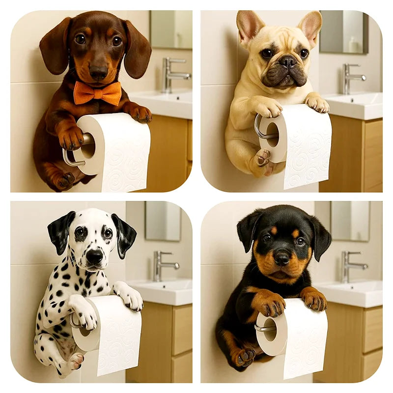 New Crafts Statues Home Decor Cute Dog Tissue Holder Toilet Paper Holder Resin Decorations Pendant