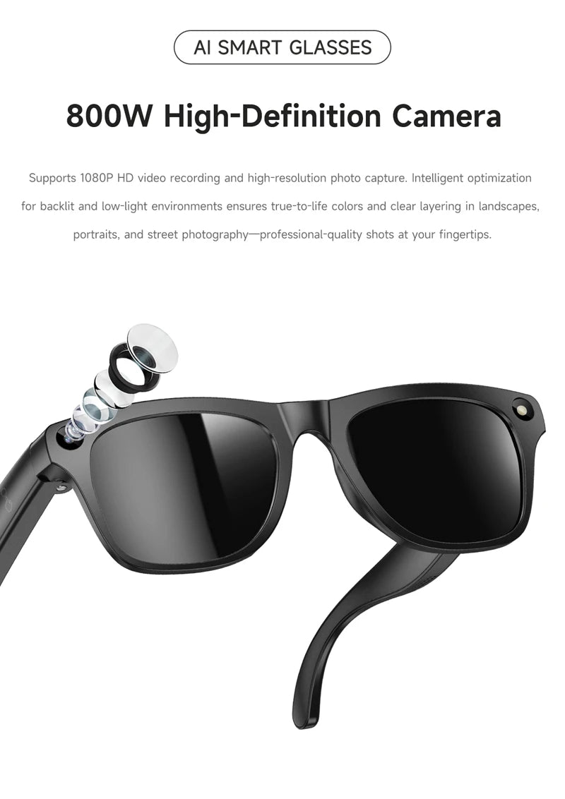 For Xiaomi AI Smart Glasses Photochromic Glasses 4K HD Camera Chat GPT Bluetooth Call Video Music Touch Translate Sunglasses