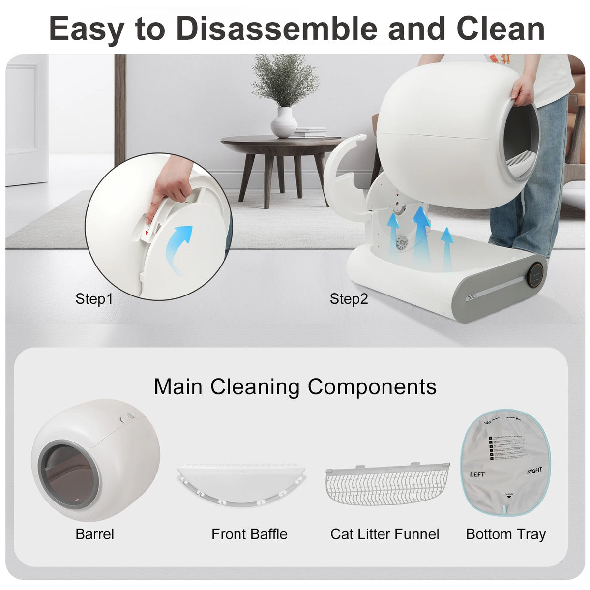 65L Large Capacity with Ion Odor Elimination & 2.4G WiFi APP Remote Control for Large Cats
