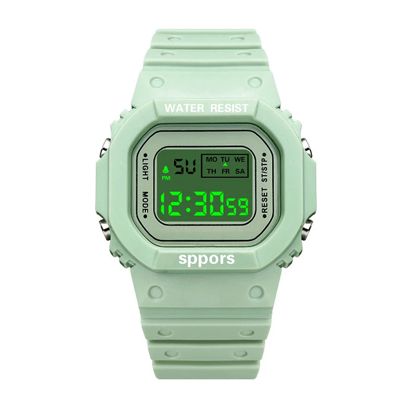 YIKAZE Sports Watch Boys Girls Student LED Electronic Watch Colorful Men Women Square Digital Watches Waterproof Rubber Clock