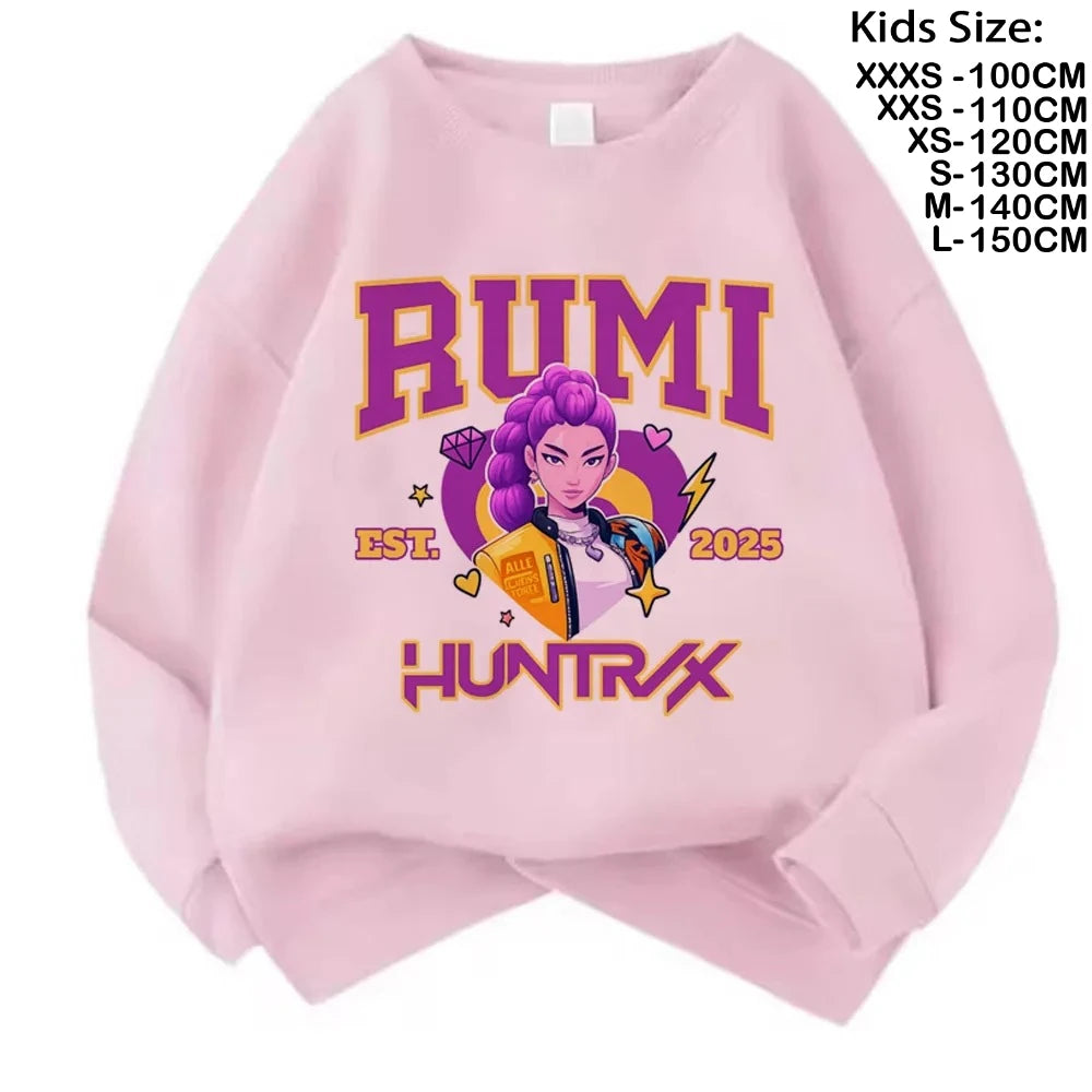 Movie Fans Gift Hoodie Girls Kids Huntrix Kpop Demon Hunters Children's Sweatshirt Cute Tiger Harajuku Hoody for Boys Girls