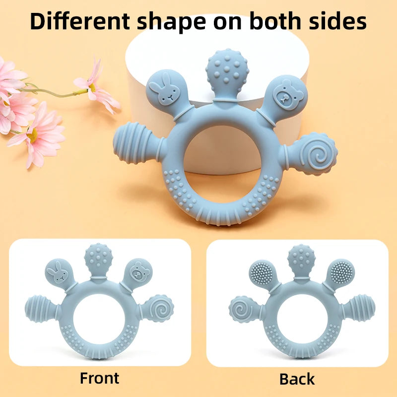 Baby Silicone Ring Teether – BPA-Free Sensory Chew Toy for Teething Relief (0–12 Months) - I YAN
