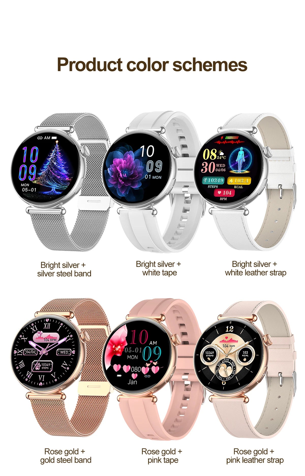 2026 New Women AI Smart Diagnosis Smart Watch HRV+ECG Uric Acid Blood Oxygen Health Monitor IP68 Waterproof Sports Smartwatches
