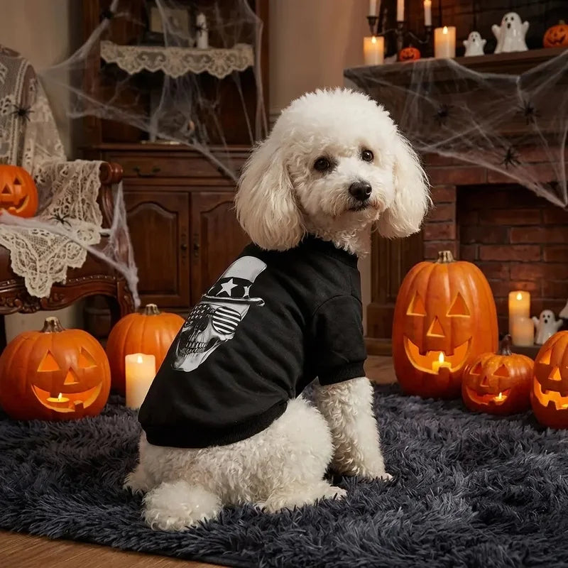 Halloween Dog Sweatshirt Pet Clothes Black Small Medium Dogs Cats Outfits Halloween Party Costume Holiday Dog Shirts Pet Apparel