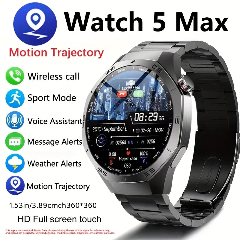 Android and ios Smart Watch Men AMOLED Screen GPS Motion trajectory Heart Rate Bluetooth Calls SmartWatch Waterproof