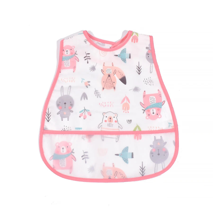 2023New Cartoon Pattern EVA Waterproof Pocket Lunch Feeding Bibs Adjustable Baby Bibs Cute Children Baby Apron Kids Burp Cloths