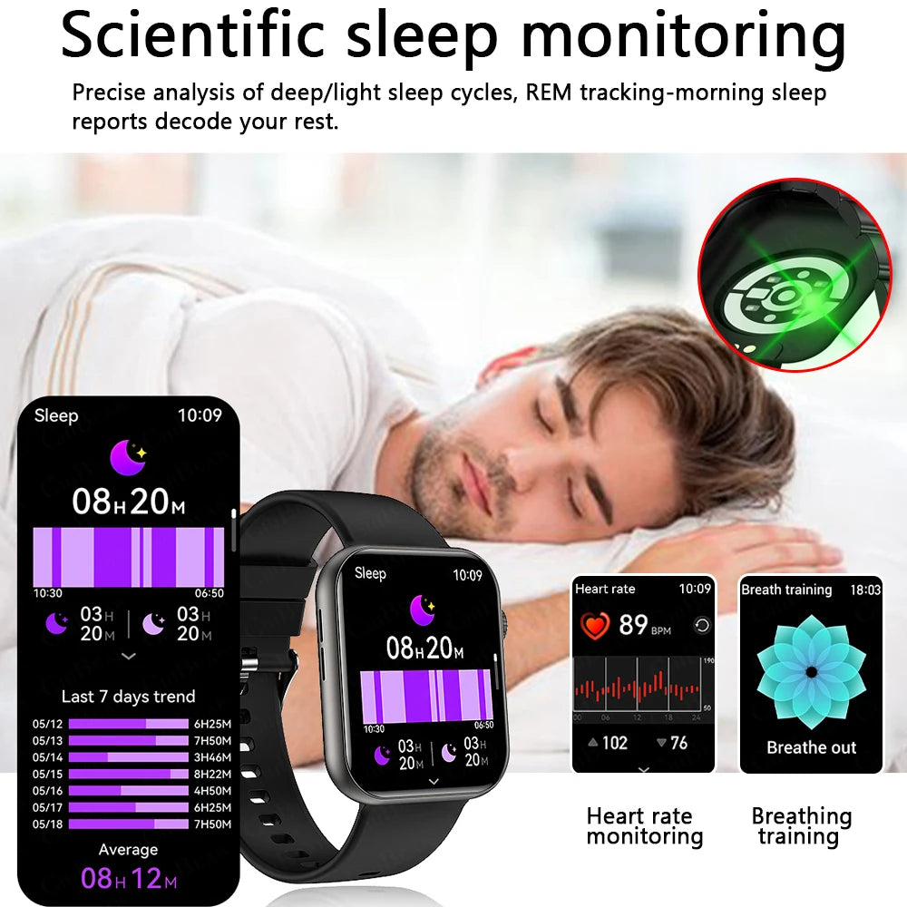 New Smart Watch Full Touch Screen Bluetooth Call AI Voice Heart Rate Waterproof Watches Sports Bracelet Smartwatch Women