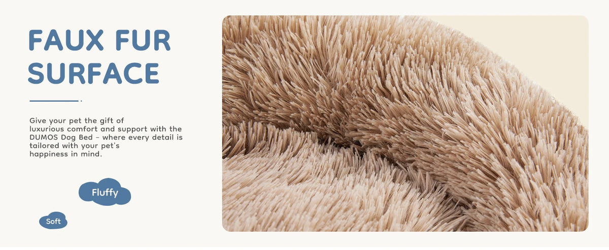 I YAN JHK calming dog bed for medium to large dogs, round plush faux fur pet bed with anti-slip bottom, washable and fluffy.