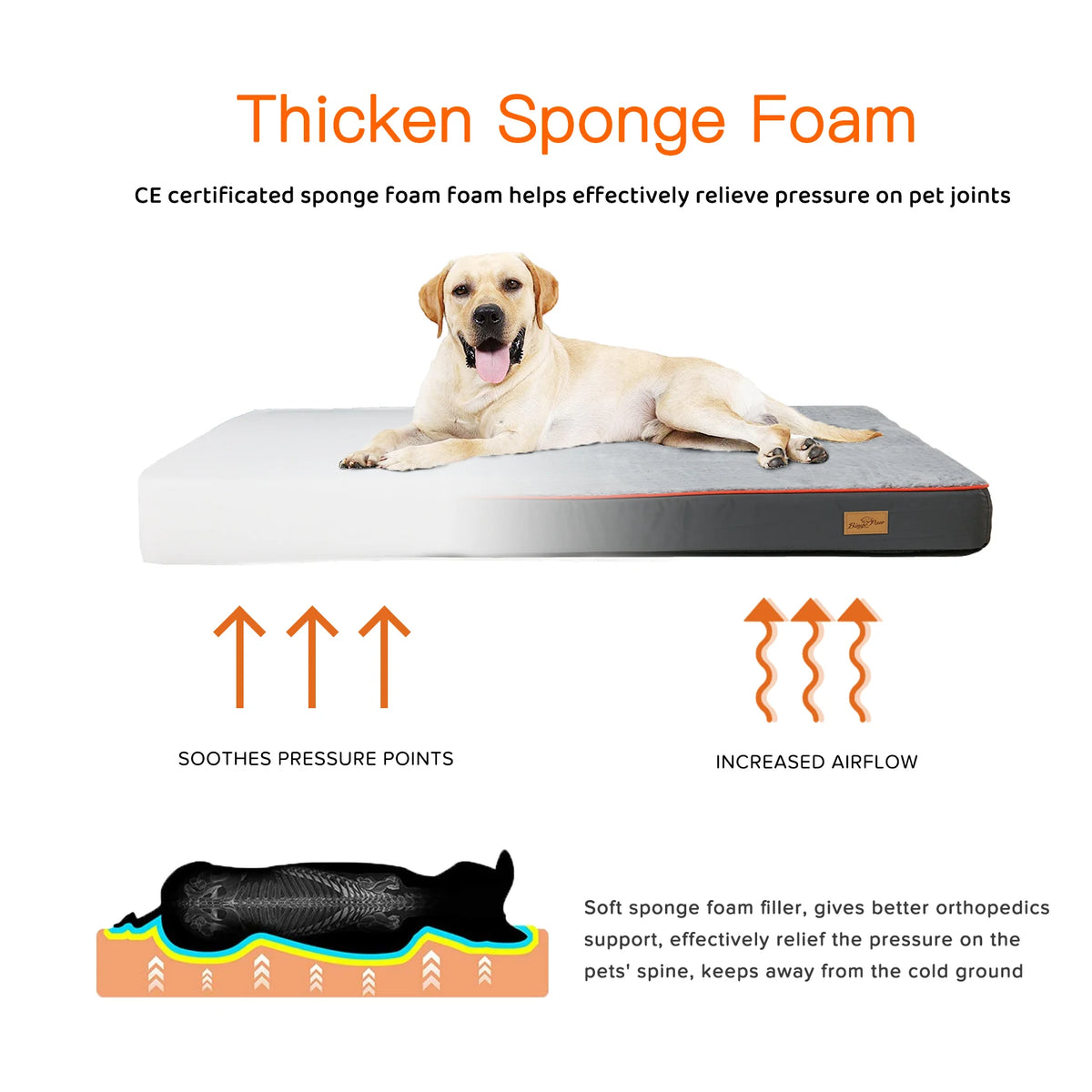 Large I YAN orthopedic dog bed with padded foam cushion and washable cover, ideal for comfortable pet rest.