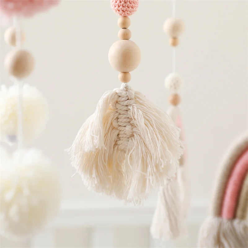 Boho Rainbow Baby Crib Mobile – Wooden Montessori Bed Bell for Newborns - I YAN