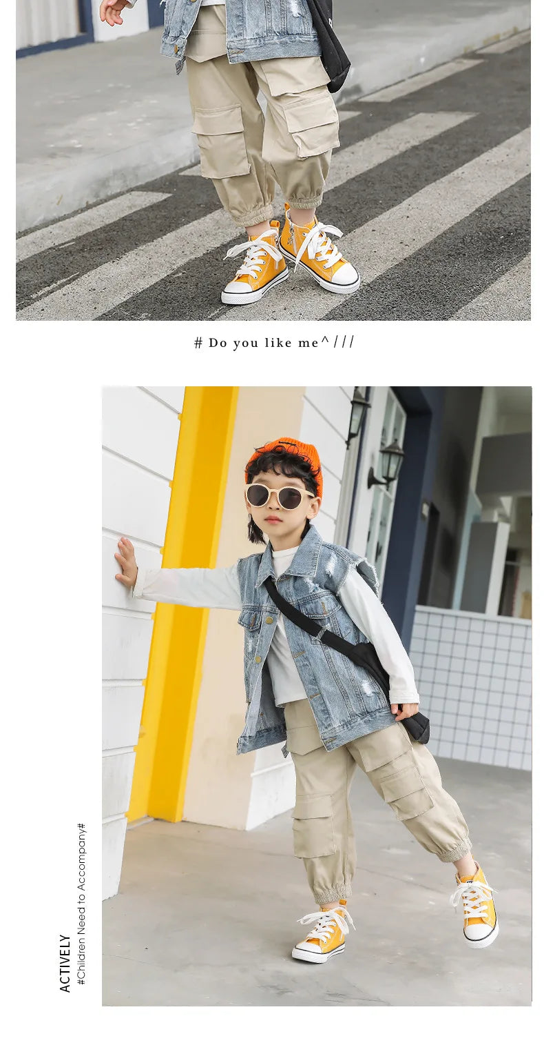 Children's High-Top Canvas Shoes Soft Bottom Comfortable Non-slip Casual Shoes Summer Simple Solid Color Lace-Up Canvas Shoes
