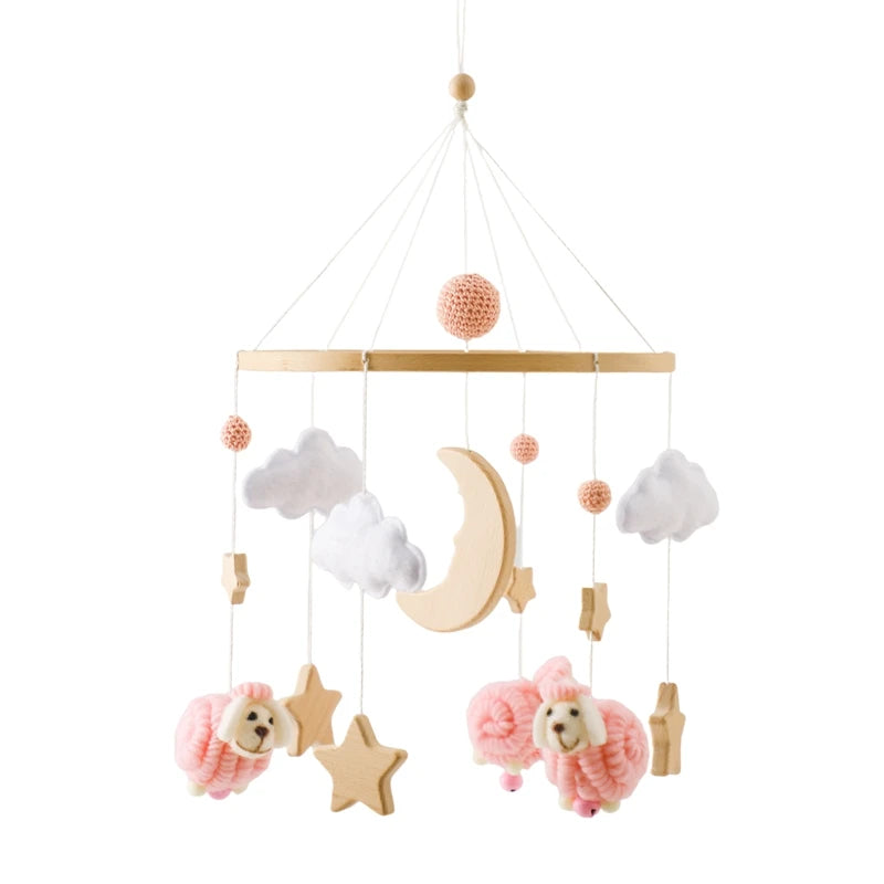 Crochet Stars Baby Crib Mobile – Wooden Bed Bell Hanging Toy for Newborns 0-12M - I YAN