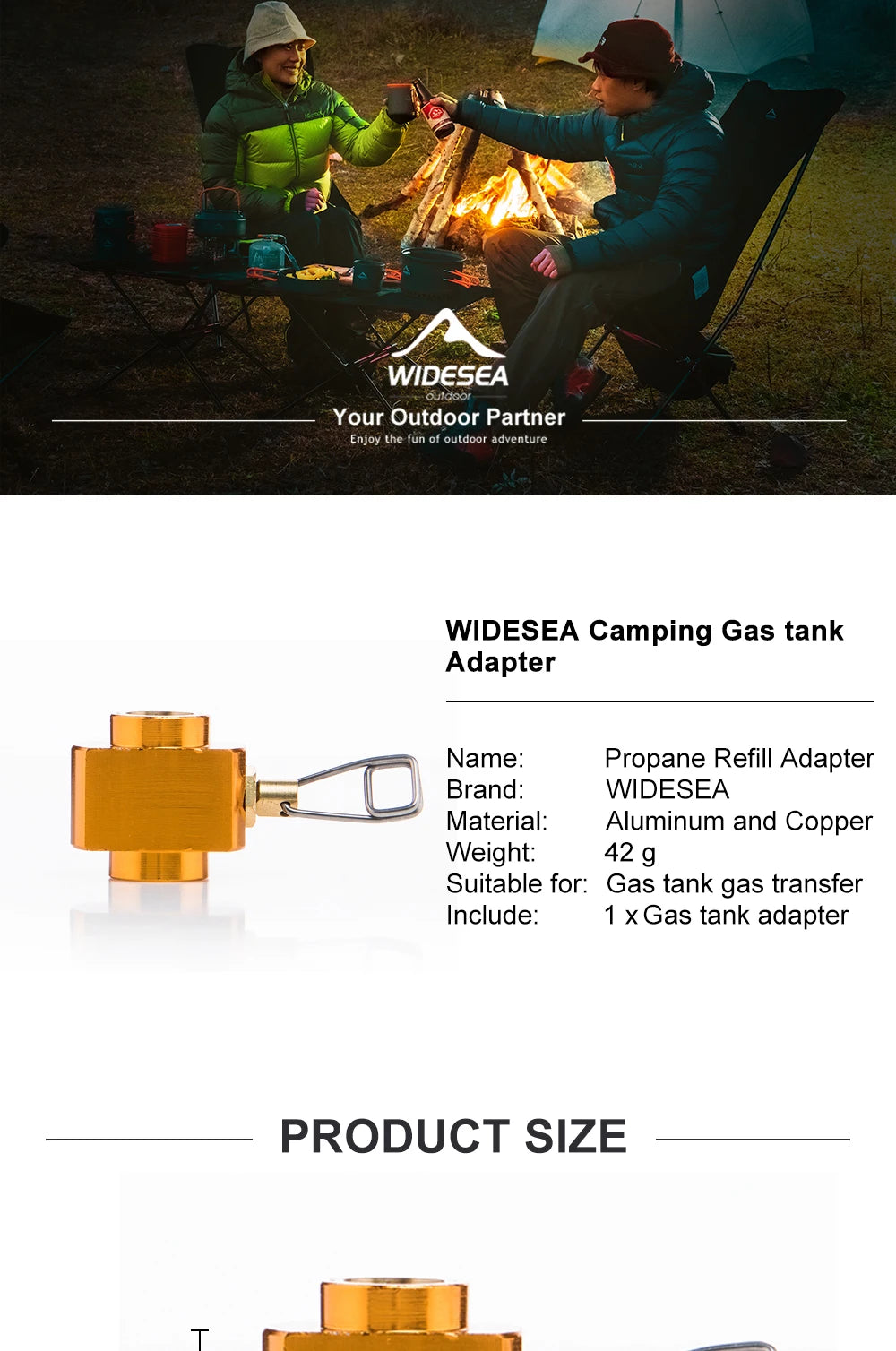 Widesea Camping Stove Propane Refill Adapter Gas Burner Gas Filling Butane Cylinder Tank LPG Saver Camping Equipment