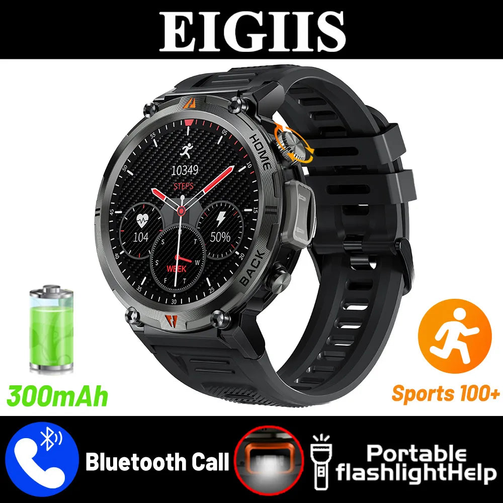 Bluetooth Call smartwatch for men Full Touch Screen With Health Monitor heart rate Flashlight Smart watch
