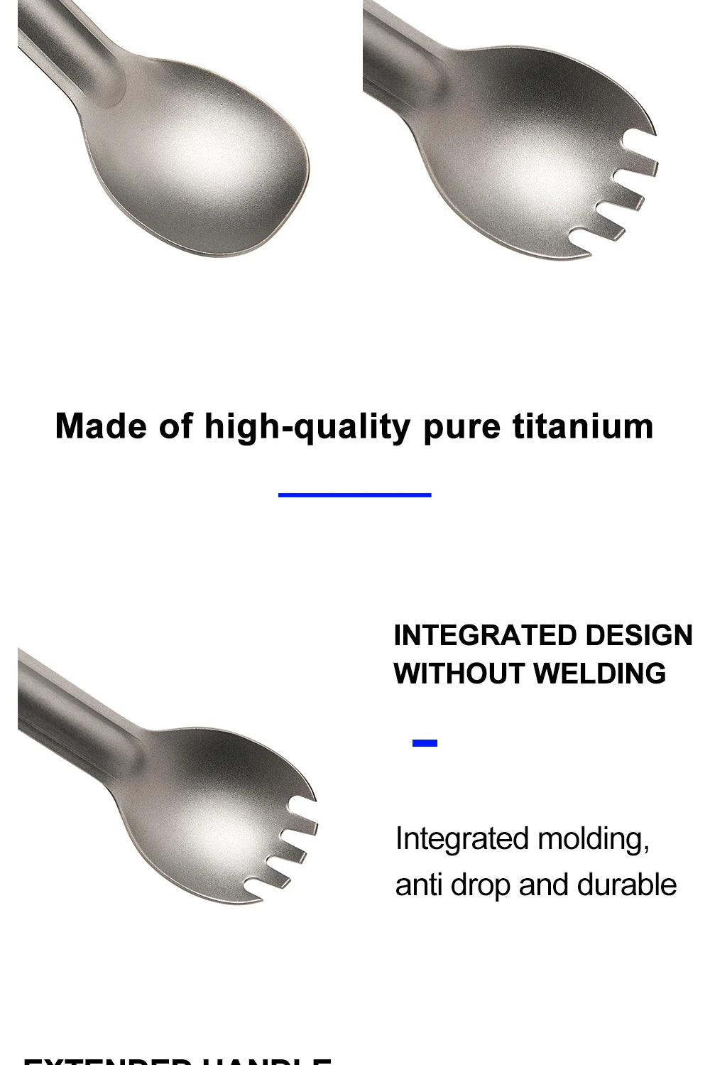 Widesea Camping Titanium Spork  Spoon Outdoor Lightweight Fork Tableware Portable Picnic Hiking Travelling Ultralight Dinnerware