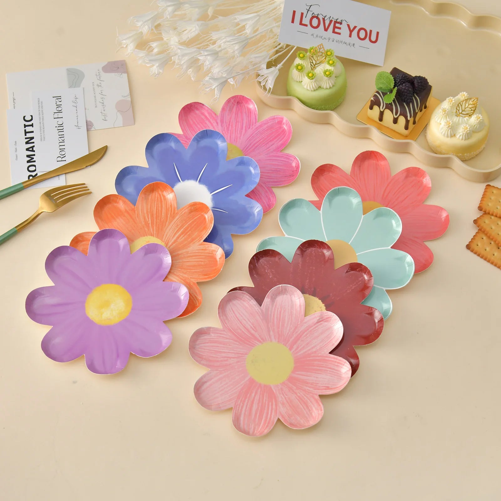 Disposable Daisy Paper Plate Flower Meal Plate Picnic Cake Plates Birthday Theme Party Decoration - I YAN