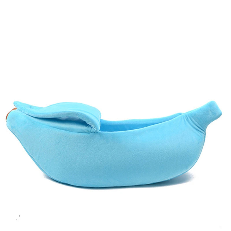 Colorful banana-shaped cat bed house by I YAN with cozy, durable fabric and a fun, cute design for cats and small pets.