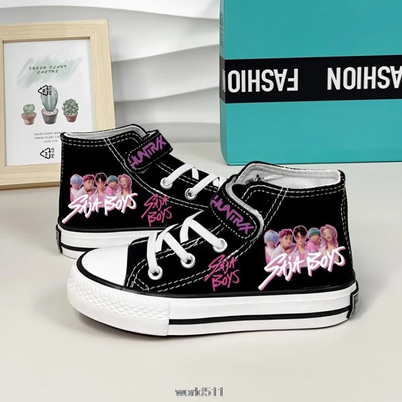 Children's Canvas Sneakers KPop Demon Hunters Fashion Student Shoes Boys Girls Outdoor Sport Shoes Sneakers Kids Casual Shoes
