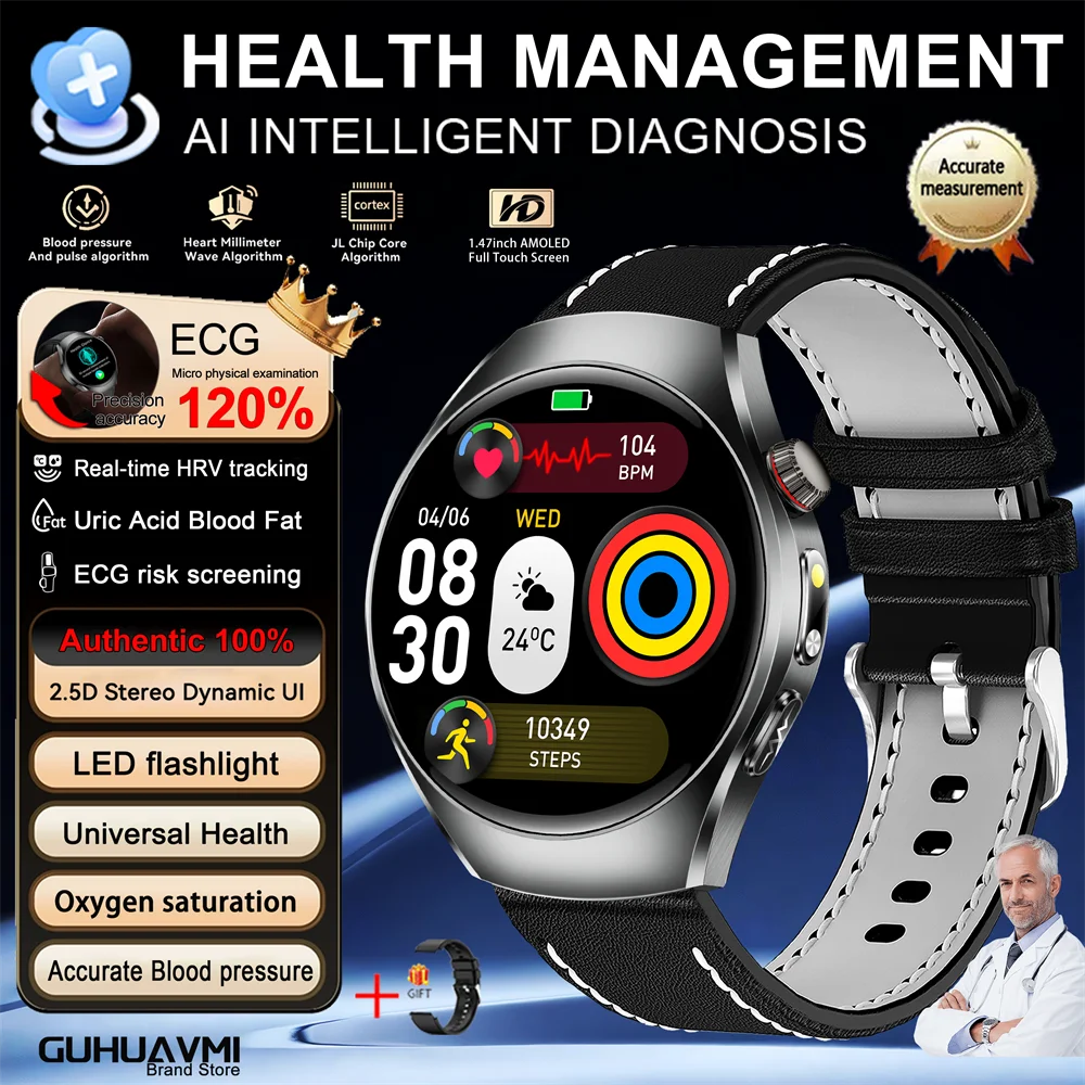 New Brand 2026 upgrade Health Check Smart Watch ECG Blood Lipid Uric Acid Body Fat Sport Waterproof HD Call SmartWatch Man Women